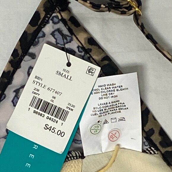 Aqua Green Shirred Side Front One Piece Low V Neck Leopard Spot Swimsuit NWT S - Picture 12 of 12